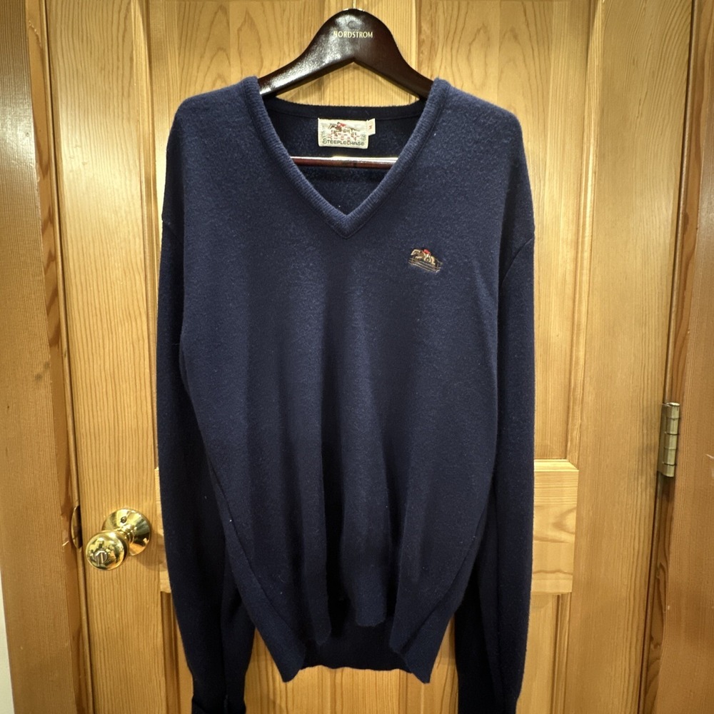 Vintage Steeplechase Men's Long Sleeve Sweater V-Neck Size M HTF